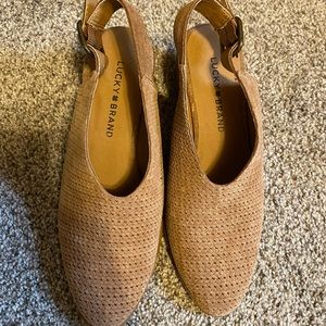 NWOT Lucky Brand Heeled Booties with Back Strap